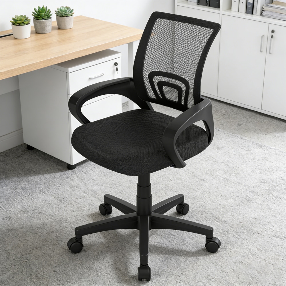 Mid-Back Mesh Office Chair Ergonomic Computer Chair With Lumbar Support Adjustable Features For Office, Home, Gaming And Study_voghion.com